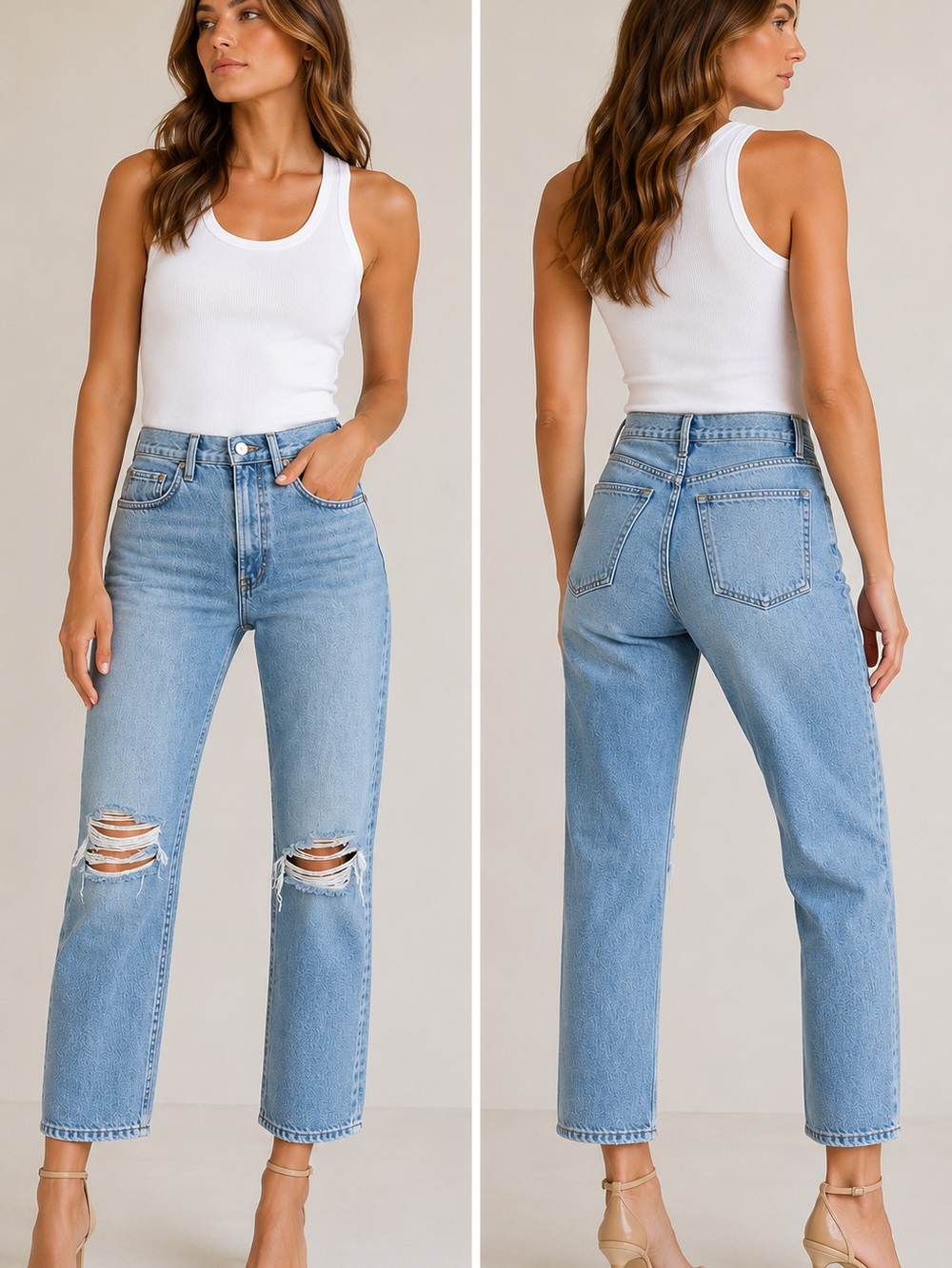 AGOLDE Riley Crop Jeans 24 Distressed High Rise Straight Leg 100% Cotton